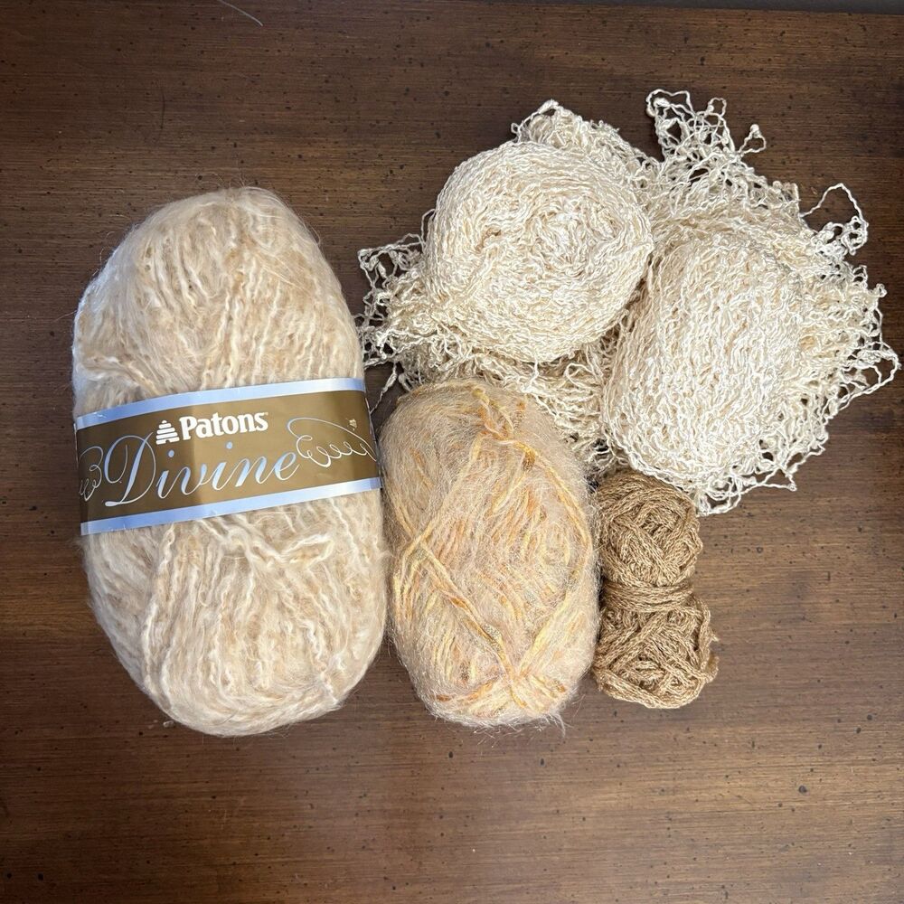 Mixed Yarn Lot Patons Divine Soft Earth Mohair Neutral Colors Beige Cream Ivory